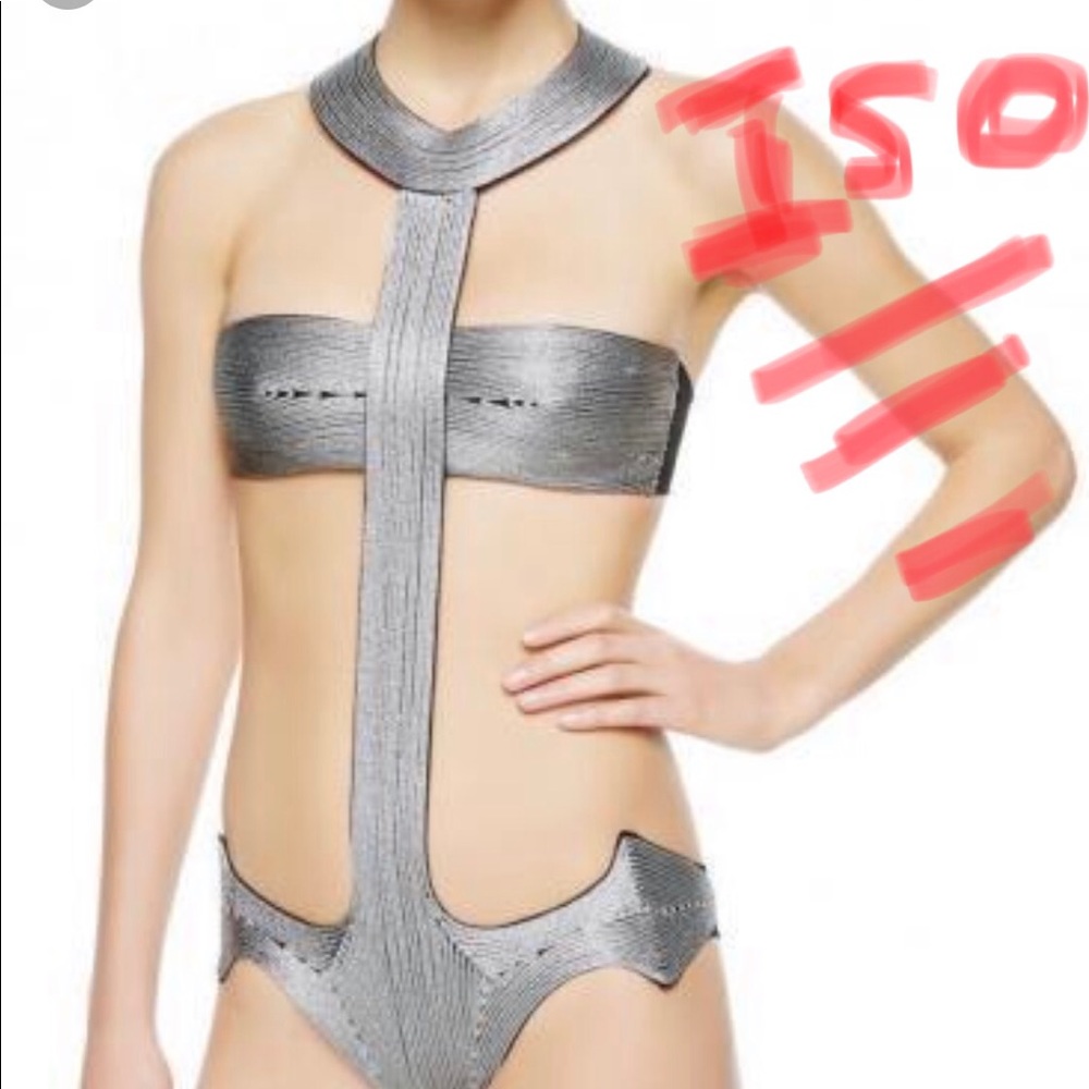 La Perla Anchor Swimsuit, gold/silver